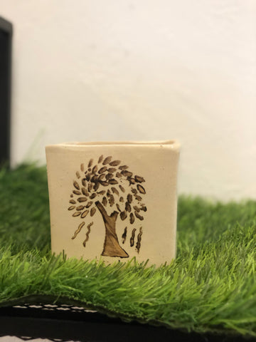 Square designed Ceramic pot