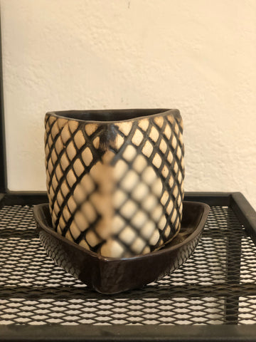 Tri pot with tray Ceramic pot
