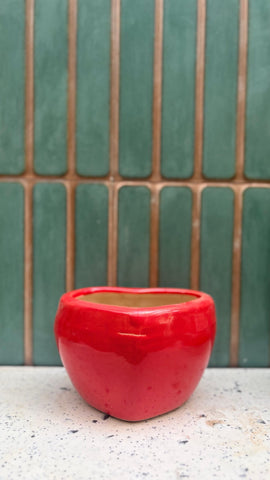 Heart red ceramic pot - plants additional